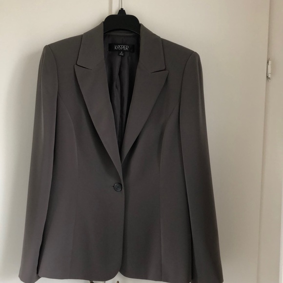Kasper gray lined career blazer size 10 - Picture 1 of 5